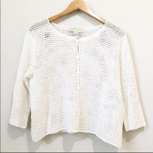 Norton McLaughlin white waffle knit cardigan